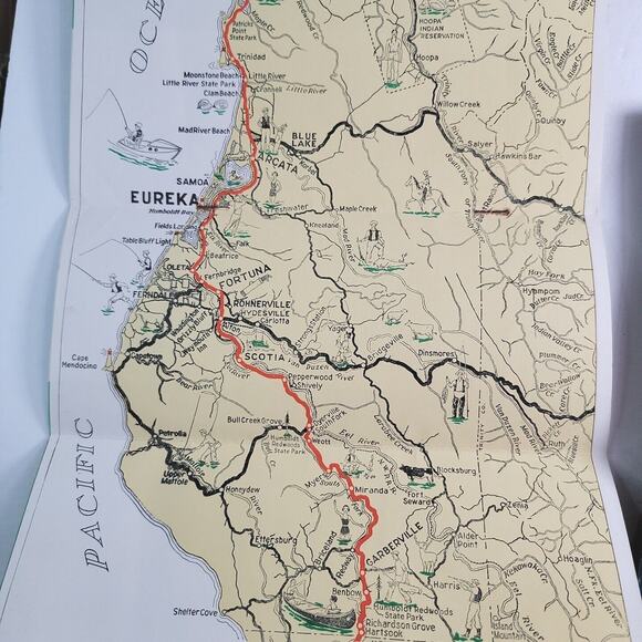 1947 Humbolt County California Vacation In The Redwoods Map Activities Brouchre - Picture 4 of 6